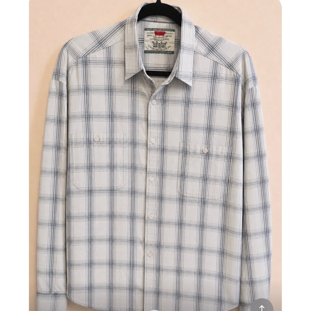 Vintage Levi's 1994 Plaid Button Down‎ Shirt | Gray White | Heritage Americana M